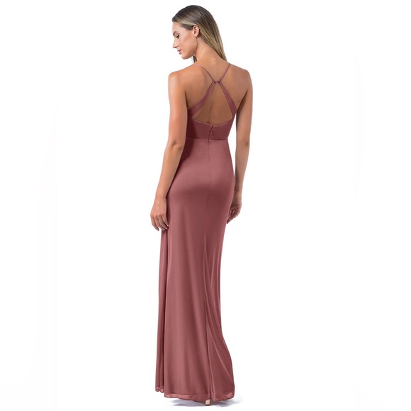 AZAZIE KALEA Mermaid Pleated Mesh Floor-Length Dress Desert Rose - Picture 2 of 5
